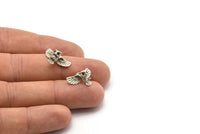 Tiny Silver Owl, 3 Antique Silver Plated Brass Owl Necklace Pendants With 1 Loop (18x10mm) N0417 H0326