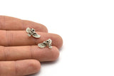 Tiny Silver Owl, 3 Antique Silver Plated Brass Owl Necklace Pendants With 1 Loop (18x10mm) N0417 H0326