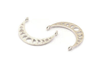 Moon Phases Charm, 925 Silver Crescent Pendants With 2 Loops (25x6x1mm) N0992