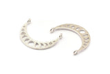 Moon Phases Charm, 925 Silver Crescent Pendants With 2 Loops (25x6x1mm) N0992