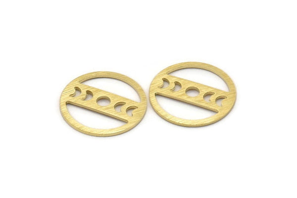 Brass Round Blank, 10 Textured Raw Brass Moon Phases Blanks, Findings, Stamping Tags (18x0.80mm) M02829