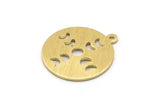 Brass Round Charm, 10 Textured Raw Brass Moon Phases Charms With 1 Loop, Findings, Pendants (18x0.80mm) M02837