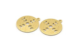 Brass Round Charm, 10 Textured Raw Brass Moon Phases Charms With 1 Loop, Findings, Pendants (18x0.80mm) M02837