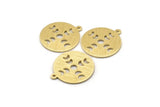 Brass Round Charm, 10 Textured Raw Brass Moon Phases Charms With 1 Loop, Findings, Pendants (18x0.80mm) M02837
