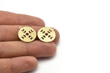 Brass Round Charm, 10 Textured Raw Brass Moon Phases Charms With 1 Loop, Findings, Pendants (18x0.80mm) M02837