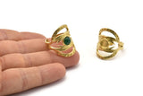 Brass Ring Setting, Raw Brass Duke Ring With 1 Stone Settings - Pad Size 6mm N1794