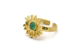 Brass Eye Ring, 2 Raw Brass Eye Ring With 1 Stone Settings - Pad Size 5mm N1786