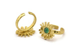 Brass Eye Ring, 2 Raw Brass Eye Ring With 1 Stone Settings - Pad Size 5mm N1786