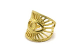 Brass Eye Ring, Raw Brass Eye Ring With 1 Stone Settings - Pad Size 4mm N1789