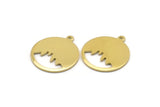 Brass Round Charm, 12 Raw Brass Mountain Shaped Round Charms With 1 Loop, Pendants, Earring Findings (20x18x0.80mm) M02721