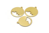 Brass Round Charm, 12 Raw Brass Mountain Shaped Round Charms With 1 Loop, Pendants, Earring Findings (20x18x0.80mm) M02721