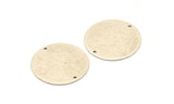 Silver Round Charm, 2 Antique Silver Plated Brass Round Charms With 2 Holes, Connectors (30x0.80mm) M01581