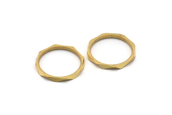Brass Faceted Ring, Raw Brass Faceted Rings, Connectors (19mm) N0502