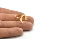 Gold Ring Settings, 2 Gold Plated Brass Moon And Planet Ring With 1 Stone Setting - Pad Size 4mm N0799 Q0816