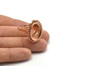 Duke Yüzük Ayarları - 1 Gül Altın Kaplama Pirinç Duke Ayarlanabilir Yüzük Ayarı, Ped Boyutu (20x15mm) E387 Q0557