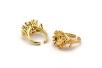 The Queen Ring Settings, 1 Gold Plated Queen Ring Setting with Pad Size 10mm U043 Q0249
