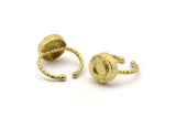 Brass Ring Settings, Raw Brass Round Ring With 1 Stone Setting - Pad Size 6mm N1101