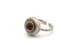 Silver Ring Settings, 2 Antique Silver Plated Brass Round Ring With 1 Stone Setting - Pad Size 6mm N1101