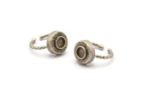 Silver Ring Settings, 2 Antique Silver Plated Brass Round Ring With 1 Stone Setting - Pad Size 6mm N1101