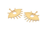 Gold Eye Charm, Gold Plated Brass Eye Charms With 1 Loop, Pendants, Earrings (43x39x1mm) D1176 Q0884