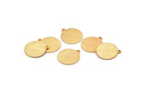 Gold Cabochon Tag, 4 Textured Gold Plated Brass Round Charms With 1 Loop, Stamping Tags (16x14x0.80mm) M01584