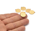 Gold Cabochon Tag, 4 Textured Gold Plated Brass Round Charms With 1 Loop, Stamping Tags (16x14x0.80mm) M01584