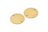 Gold Cabochon Tag, 4 Textured Gold Plated Brass Round Charms With 2 Holes, Stamping Tags (14x0.80mm) M01586