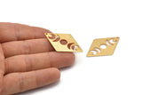 Gold Diamond Charm, 2 Textured Gold Plated Brass Moon Charms With 1 Hole, Rhombus Blanks (40x26x0.80mm) M01528 Q0277