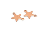 Rose Gold Star Charm, 10 Rose Gold Plated Brass Star Charms With 2 Loops (16x12x0.80mm) M01543