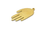Brass Hand Charm, 2 Raw Brass Hand Charms With 1 Loop, Earrings, Findings (33x16x1.3mm) N1740