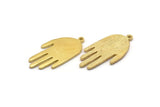 Brass Hand Charm, 2 Raw Brass Hand Charms With 1 Loop, Earrings, Findings (33x16x1.3mm) N1740