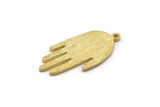 Brass Hand Charm, 2 Raw Brass Hand Charms With 1 Loop, Earrings, Findings (33x16x1.3mm) N1740
