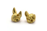 Brass Bat Bead, 2 Raw Brass Short Nosed Bat Bead With 1 Hole, Findings, Charms (14x15x13mm) N1746
