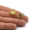 Brass Eye Earring, 4 Raw Brass Eye Stud Earrings With 5mm Pad (19x17x2mm) N1742