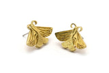 Brass Butterfly Earring, 4 Raw Brass Butterfly Stud Earrings (15x22x2mm) N1741