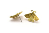 Brass Butterfly Earring, 4 Raw Brass Butterfly Stud Earrings (15x22x2mm) N1741