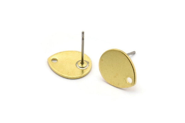 Brass Drop Earring, 8 Raw Brass Drop Stud Earrings With 1 Hole (12x0.70mm) M01525 A2449