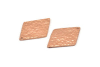 Hammered Diamond Charm, 2 Rose Gold Lacquer Plated Brass Hammered Diamond Flat Charms Pendant, Findings (34x24mm) N0233