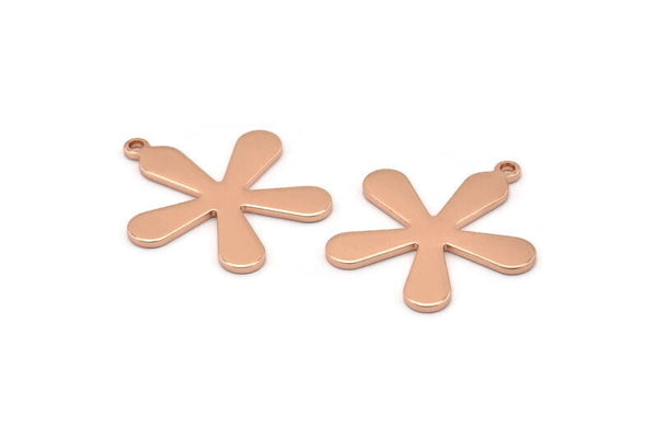 Rose Gold Leaf Charm, 2 Rose Gold Plated Brass Leaf Charms With 1 Loop, Earrings, Pendants, Findings (24x21x1mm) D1049 Q0908