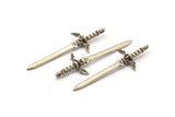 Zelda Sword Charm, 4 Antique Silver Plated Brass Sword Charms with 1 Loop, Earrings,Charms Pendants, Findings (49x15mm) N0800 H0966