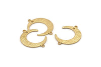Brass Moon Charm, 24 Raw Brass Textured Crescent Moon Charms With 2 Loops And 1 Hole, Connectors (22x17x1mm) D0789