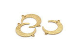 Brass Moon Charm, 24 Raw Brass Textured Crescent Moon Charms With 2 Loops And 1 Hole, Connectors (22x17x1mm) D0789