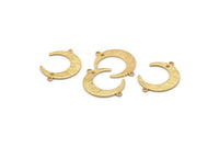 Brass Moon Charm, 24 Raw Brass Textured Crescent Moon Charms With 2 Loops And 1 Hole, Connectors (22x17x1mm) D0789