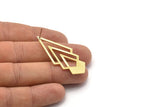 Brass Triangle Earring, 4 Raw Brass Diamond Stud Earrings (46x22x1mm) M01558 A2461