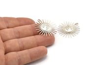 Silver Sun Charm, 925 Silver Sun Charms With 1 Loop, Findings (30x28mm) N1480