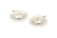 Silver Sun Charm, 925 Silver Sun Charms With 1 Loop, Findings (30x28mm) N1480