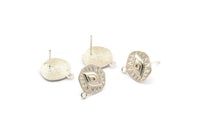 Silver Eye Earring, 2 925 Silver Brass Eye Stud Earrings With 1 Loop (13x15mm) N1170