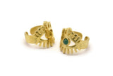 Brass Eye Ring, 2 Raw Brass Eye Ring With 1 Stone Settings - Pad Size 4mm N1807