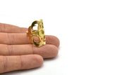Brass Ring Setting, Raw Brass Duke Ring With 1 Stone Setting - Pad Size 6mm N1804