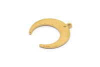 Pirinç Ay Tılsımı, 1 Halka ve 1 Delikli 24 Ham Pirinç Hilal Ay Tılsımı, Bağlantı Parçaları (19x18x1mm) D0708
